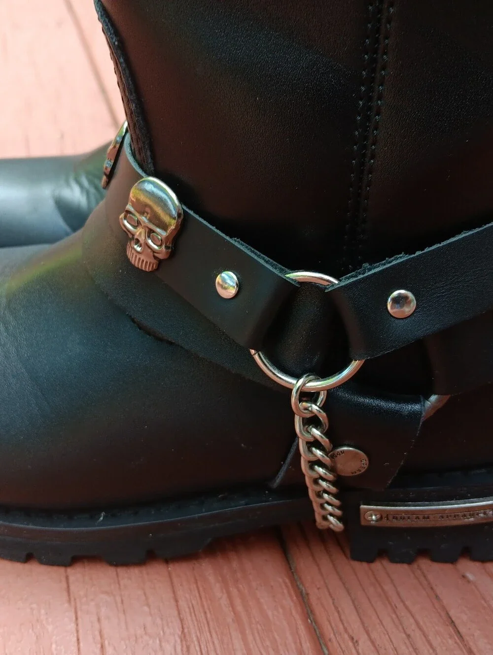 Men's Black Leather Harley-Davidson Mid Calf Boots